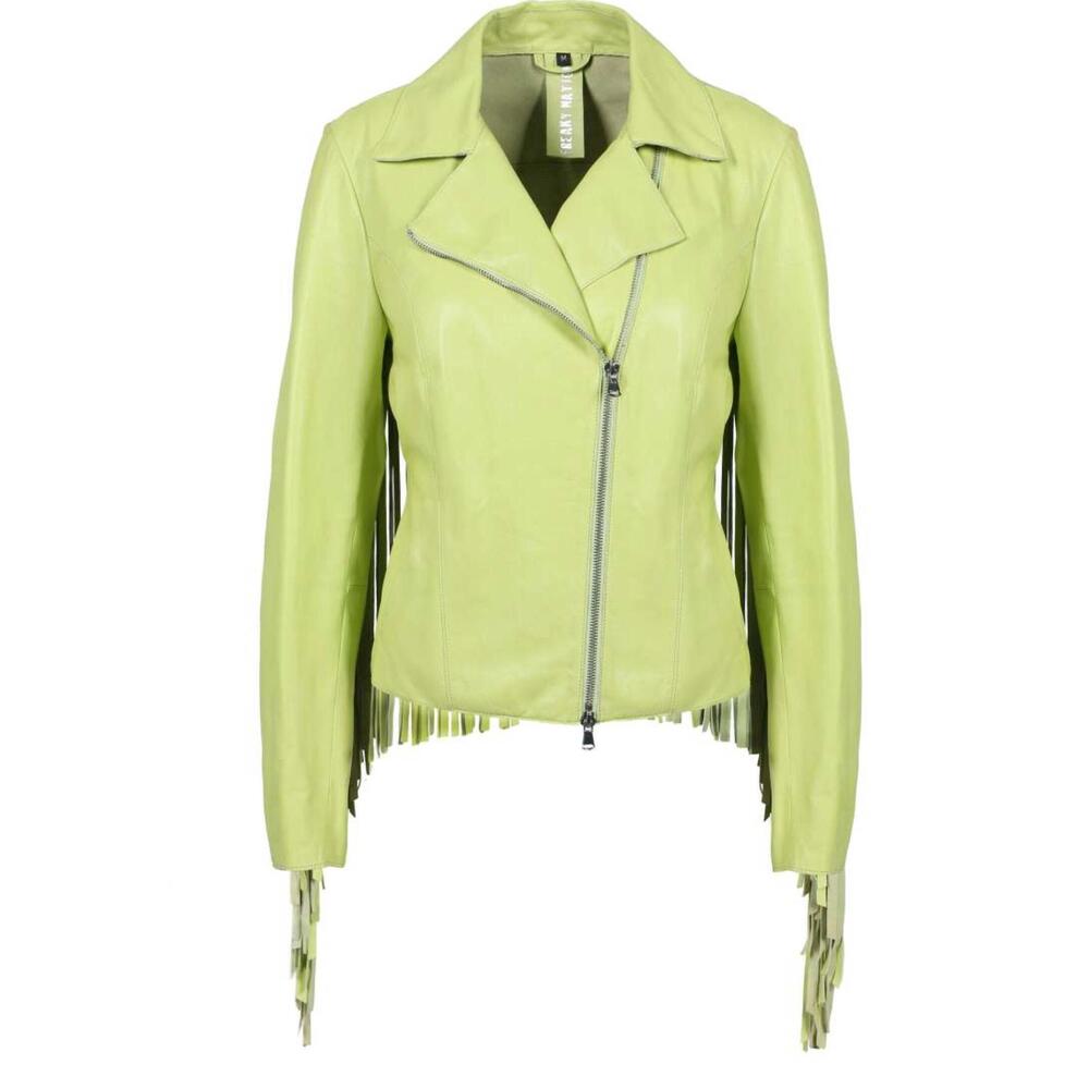NEW FREAKY NATION women's leather fringe jacket in limoncello
